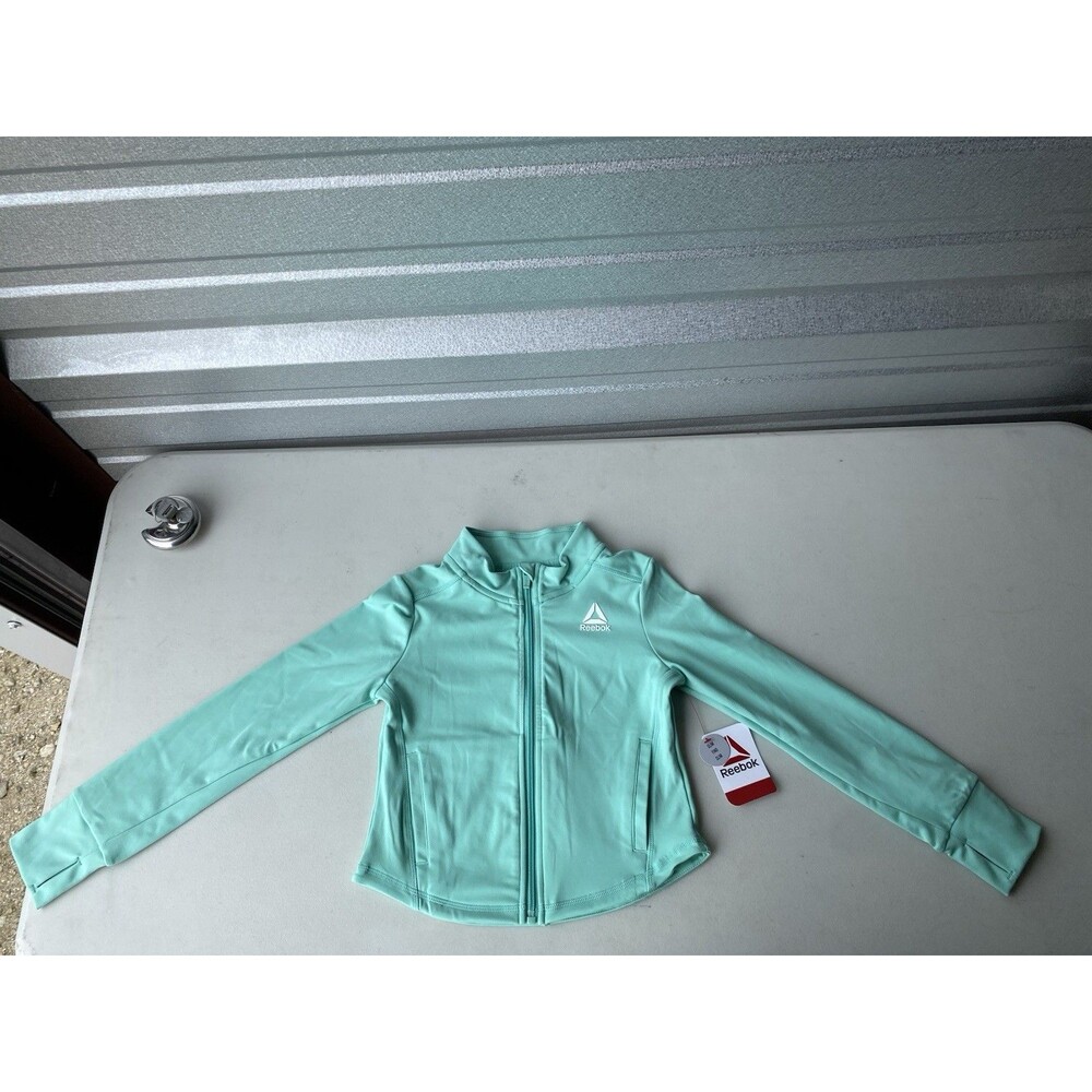 NWT Reebok Girls Size 6/6X Mint Green Full Zip Jacket Activewear Thumbholes New